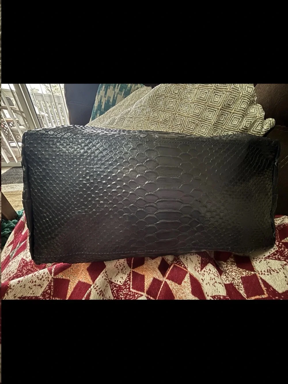 Mulberry Black Python-Texture Satchel with Gold Hardware